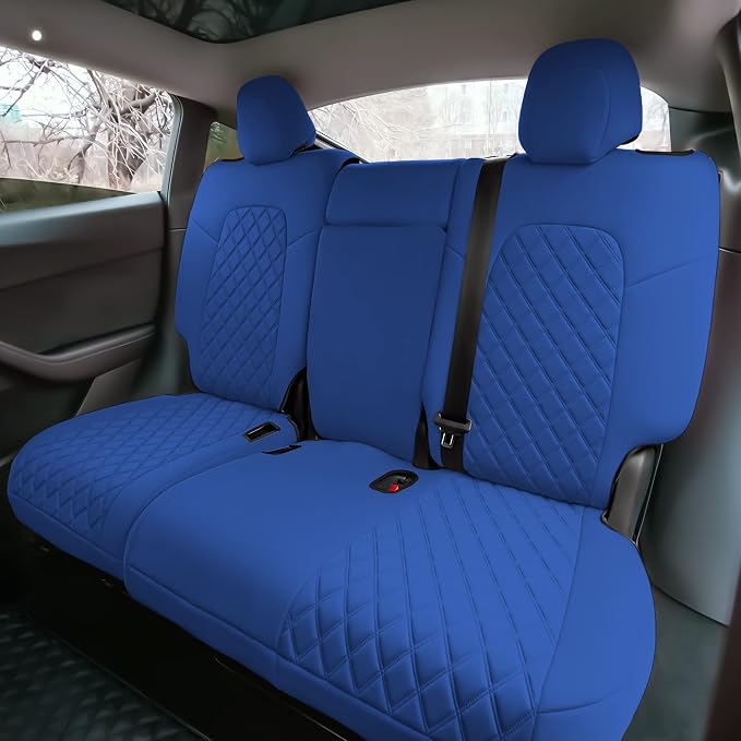 FH Group Custom Fit Car Seat Covers Specifically Made for 2020-2025 Tesla Model Y Ultraflex Neoprene Water Resistant Automotive Seat Covers - Full Set Solid Blue