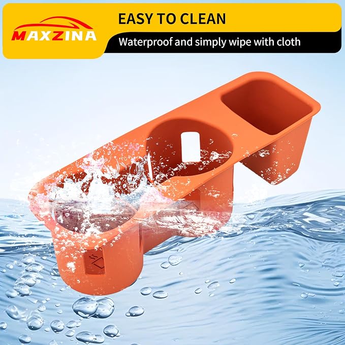 Door Side Storage Tray Bundle with 2022-2025 Ford Maverick Cup Holder Silicone Insert Center Console Drink Holder Silicone Orange Bottle Holder Interior Decoration for 2024 Maverick Accessorie