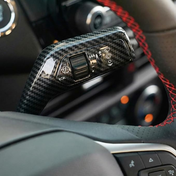 Carbon Fiber Headlight Turn Signal Switch Cover & Wiper Switch Cover Compatible with Ford Mustang 2024 2025