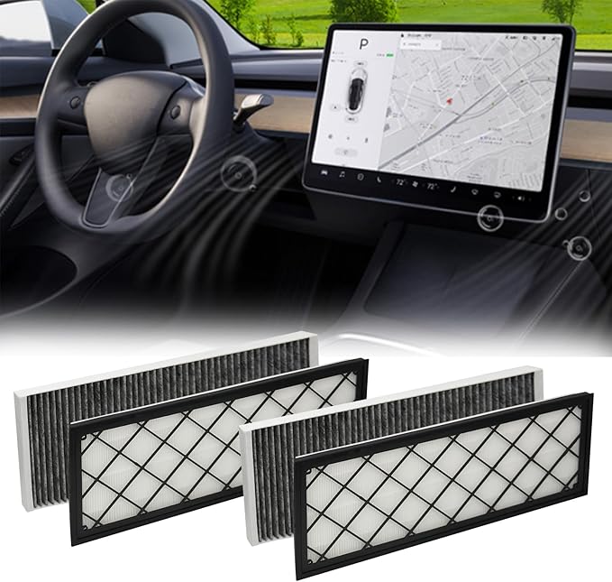 Tesla Model Y Cabin Air Filter HEPA Air Intake Filter with Activated Carbon for Tesla Model Y 2020-2026 Model Y Accessories (4 PCS)