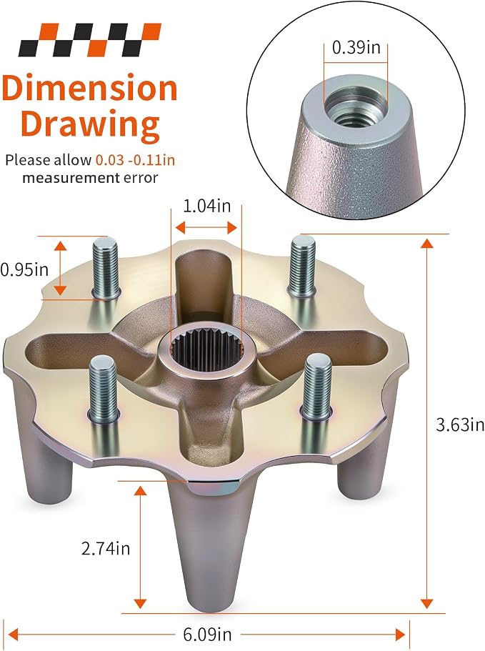 Rear Left Wheel Hub For Yamaha Kodiak 400 450 Grizzly 400 2005-2008 1D9-F5311-01-00