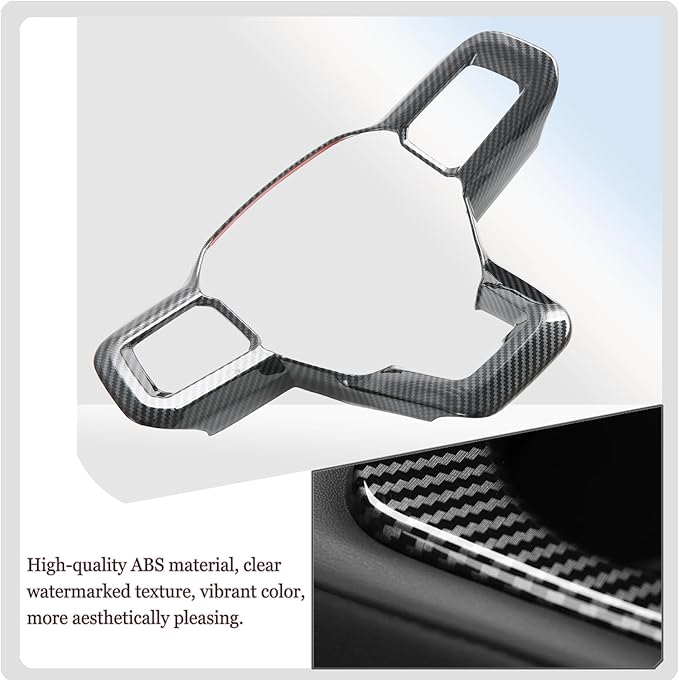MUXEE Steering Wheel Button Frame,for Ford Mustang 2024 2025 2026 - ABS Carbon Fiber Sport Steering Wheel Frame Cover Steering Wheel Button Wrap Accessories