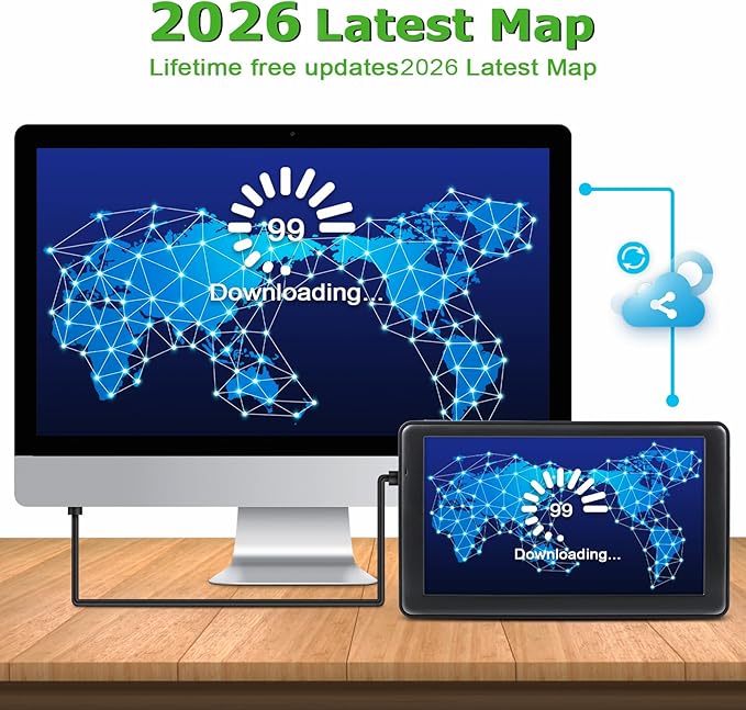 7''GPS Navigator for Truck Car with 2026 Maps Free Lifetime Updates, GPS Truck Drivers Commercial Trucker Navigation Systems with Voice Assist, Speed Limit Warnings, Custom Routing, Driver Alerts