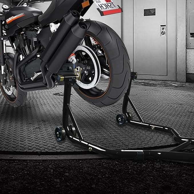 Big RED Motorcycle Stand 500LB, Adjustable Sport Bike Front and Rear Wheel Lift Stands, Fit for Yamaha, Kawasaki, Honda, Suzuki, Black, U+L
