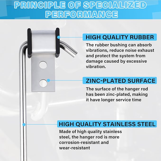 Universal Stainless Steel Exhaust Hanger Heavy-duty Exhaust Hanger Rod Exhaust Pipe Hanger Bracket Weld On - 3/8" Rod 11" Long(4 PCS)