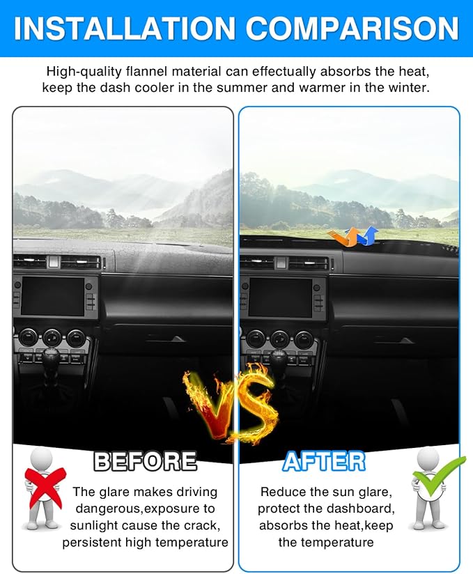Autorder Dashboard Cover Mat for Toyota GR86/Subaru BRZ 2022-2025 2026 Accessories Dash Cover Flannel Dash Mat Sunshade Glare UV Rays Protector