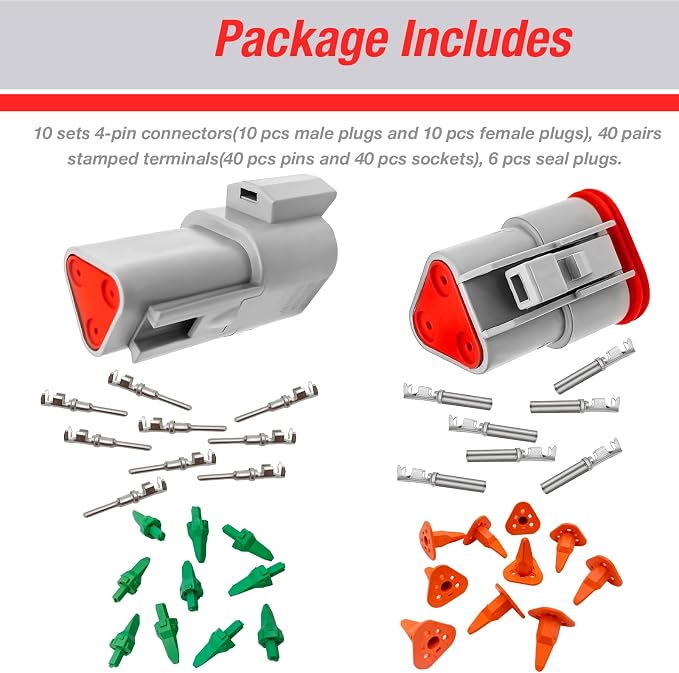 SYOWADA 338PCS Deutsch Connector Kit 2 3 4 6 8 12 Pin Connectors DT Deutsch Crimping Tool Waterproof Electrical Connector Automotive Repair Removal Tool Kit