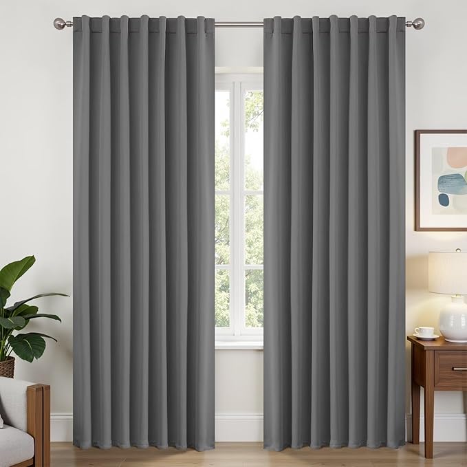 Joydeco Blackout Curtains 84 Inch Length 2 Panels Set, Thermal Insulated Black Out Curtains for Bedroom, Room Darkening Drapes for Living Room Window (W52 x L84 Inch, Light Grey)