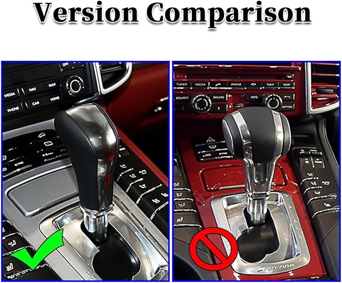 Real Carbon Fiber Source Manufacturer Automotive Interior Accessories Center Console Gear Shift Knob Decorative Protective Cover for Porsche 2011-2017 Cayenne (Black Carbon Fiber)