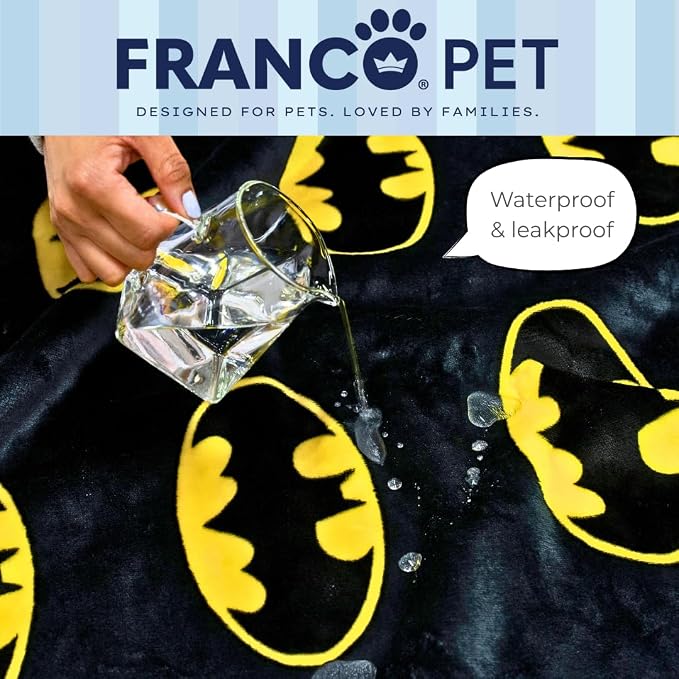 Batman DC Comics Waterproof Dog Bed Cover, Large 30x40 Pet Blanket for Furniture Bed Couch Sofa, (Officially Licensed) by Franco