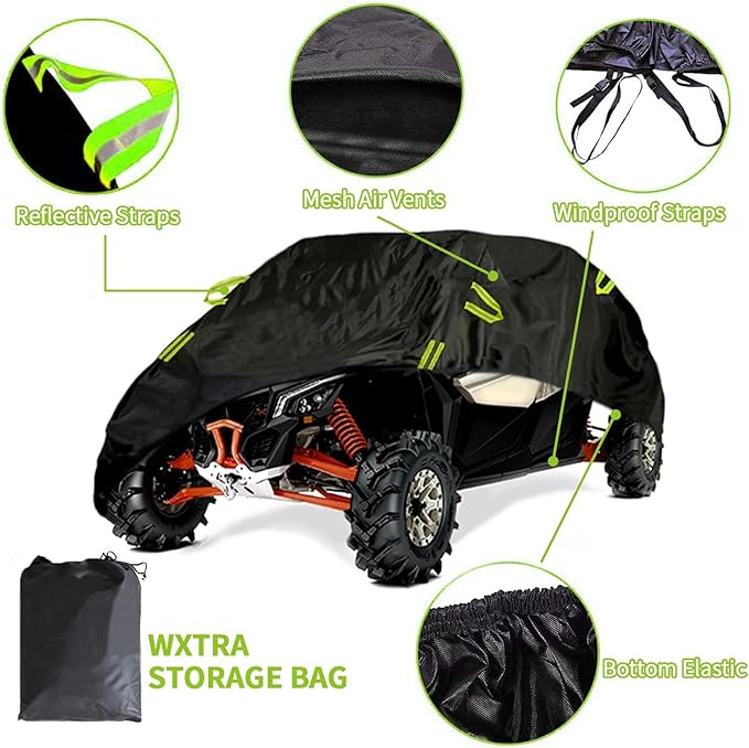 4-6 Seaters Plus UTV Covers Waterproof Outdoor,Heavy Duty Fadeless Oxford Cloth,Windproof All Weather Side by Side Covers Accessories for Polaris RZR Can-Am Yamaha Honda,169Lx72Wx67H Inches