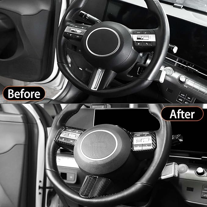 Steering Wheel Button Frame Cover Compatible with Hyundai Sonata 2025 Hyundai Kona 2024-2025 Hyundai Tucson 2025 Accessories (Carbon Fiber Pattern) (Not Suitable for N line)