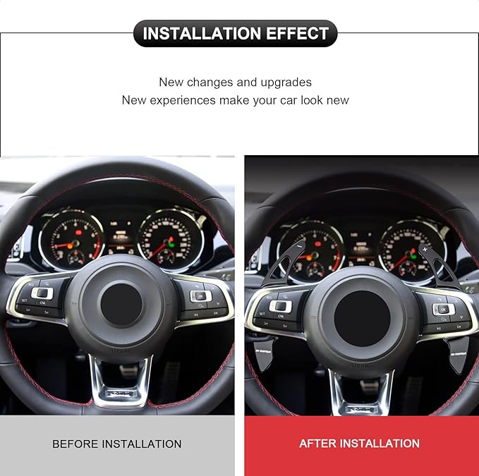 Steering Wheel Shift Paddle Extended Shifter Trim Cover Compatible with Volkswagen VW Golf 7 Scirocco SAGITAR GLI LAMANDO GTS Polo GTI Car Accessories Aluminum Alloy Black