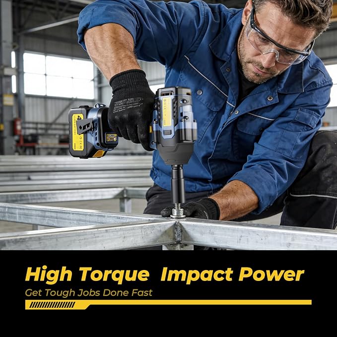 Cordless Impact Wrench, 1106ft-lbs(1500N.m) 1/2" Brushless Impact Gun, 2×4.0Ah Batteries, 4 Impact Modes, 5 Sockets, 21V High Torque Electric Impact Driver for Truck RV Car Heavy Construction
