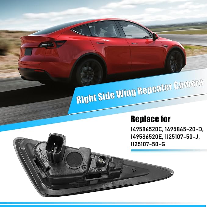 Jaronx Compatible with Tesla Right Side Repeater Camera Assembly Model 3 Model Y 2017-2024, Right Front Fender Turn Signal Camera Replacement for Tesla, Replace 1495865-20-C (Right)