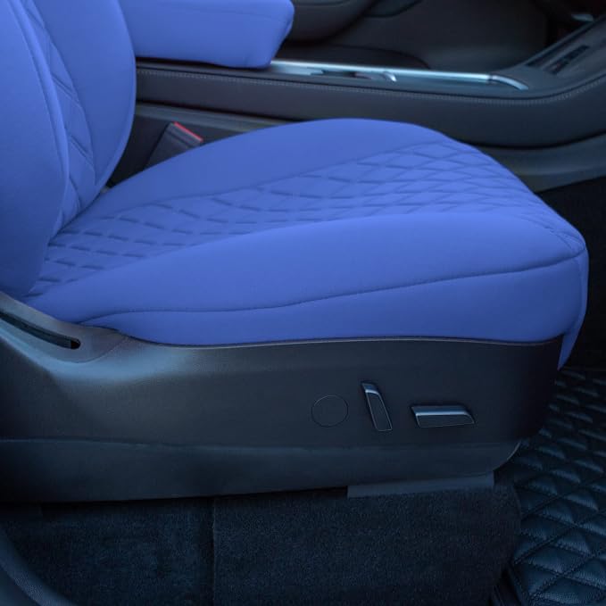 FH Group Custom Fit Car Seat Covers Specifically Made for 2020-2025 Tesla Model Y Ultraflex Neoprene Water Resistant Automotive Seat Covers - Full Set Solid Blue
