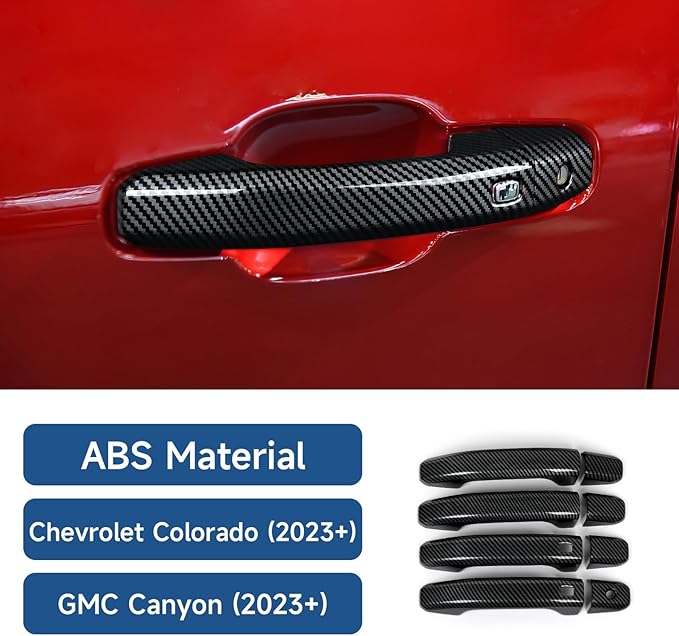 Car ABS Exterior Side Door Handles Decoration Trim Cover Accessories for Chevy Colorado/GMC Canyon 2023 2024 2025 (Carbon Fiber Style)