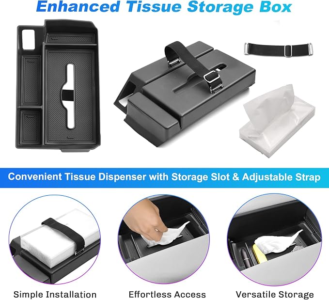 SXCY for 2025 2026 Toyota Sienna Center Console Organizer for Toyota Sienna 2021-2025 2026 Center Console Tray 2024-2026 Sienna Accessories Tissue Tray Paper Towel Organizer Enhanced Tissue Storage