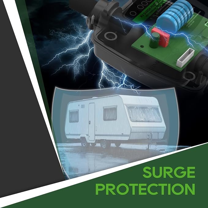 RVGUARD Surge Protector 30 Amp to 110 Volt RV Adapter Cord with Overload Protection, NEMA 5-15P to NEMA TT-30R Electrical Power Adapter, 2 Feet, Green, ETL Listed