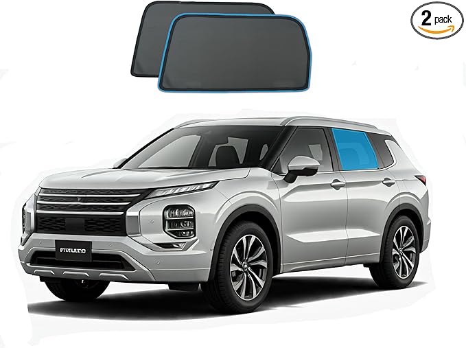 Custom Magnetic Mesh Sunshade for Mitsubishi Outlander 2021-2026, Side, Rear & Port Windows Sun Blind for Baby Protection, UV/Heat Reduction,Privacy Shield (2 pcs Rear Window Shades)
