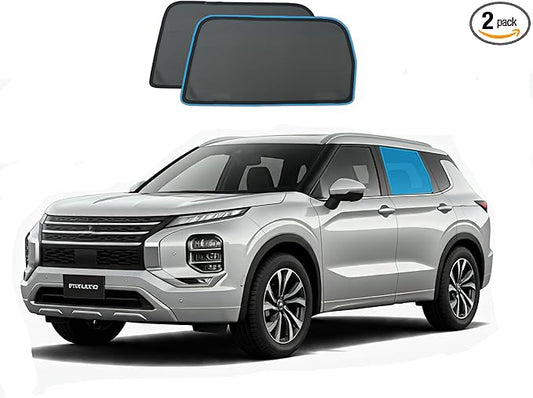 Custom Magnetic Mesh Sunshade for Mitsubishi Outlander 2021-2026, Side, Rear & Port Windows Sun Blind for Baby Protection, UV/Heat Reduction,Privacy Shield (2 pcs Rear Window Shades)