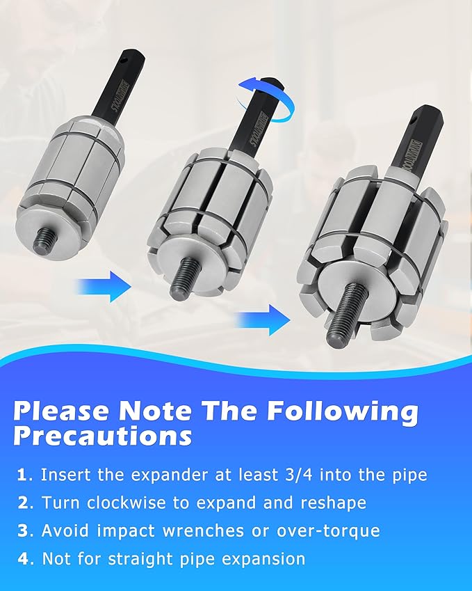 DAYUAN Upgraded 3 Pcs 1-1/8'' to 3-1/2'' Exhaust Pipe Expander Tool Set, Tail Pipe Spreader Kit Compatible with Most Vehicles and Trucks Bule Case