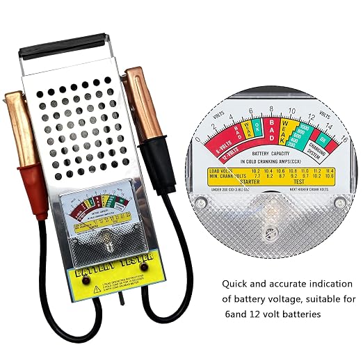 Battery Load Tester, Car Battery Load Tester 6V 12V Battery Alternator Tester with Voltmeter and Alligator Clips for All Batteries Car, RVs, Motorcycles, ATV, Boats