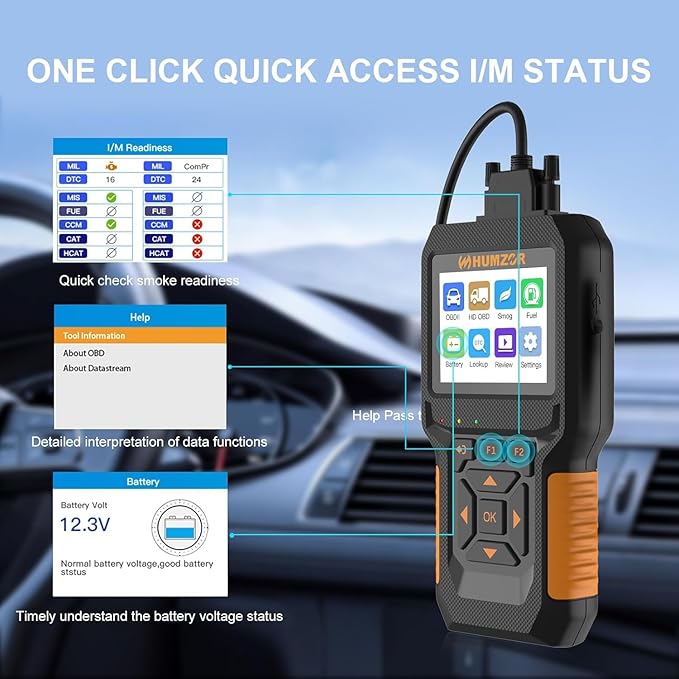 Heavy Duty Truck Scanner NC601, Diesel Diagnostic Scan Tool & Code Reader for Cummins, Freightliner, Detroit, Volvo, Paccar, 2 in 1 Truck & Car Engine Code Reader/OBD2 Scanner