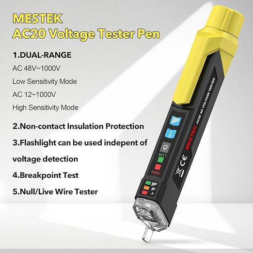MESTEK Electrical Tester Kit with GFCI Outlet Tester, Non-Contact Voltage Tester, Pinless Wood Moisture Meter, Home Inspector Tool Kit, 3-Piece with Carry Case and Batteries