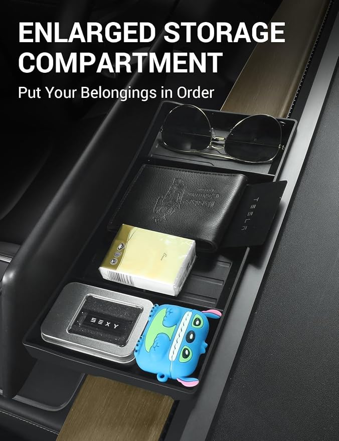 BASENOR Tesla Model Y Model 3 Behind Screen Storage and Model Y Model 3 Lower Center Console Organizer