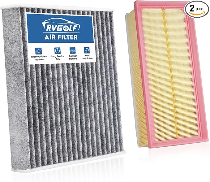 Engine+Cabin Air Filters Set Fit for 2018-2026 Volkswagen Atlas 2.0L 3.6L, 2020-2026 Atlas Cross Sport Engine Air Filter VW Atlas Replacement Automotive Accessories CF11643 3QF129620