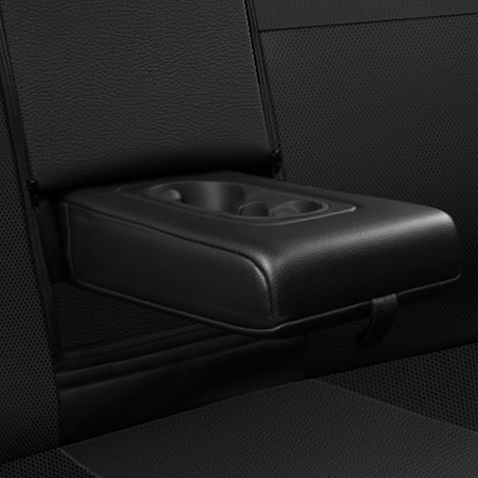 CAR PASS Leather Back Seat Cover, Universal Waterproof Bench Rear Seat Cover Zipper Split Rear Bench Protector Fit 95% Automotive Interior Covers for Cars Sedans SUVs (Rear,All Black)
