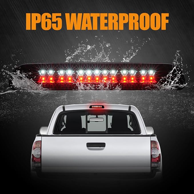 Third 3rd Brake Light, LED High Mount Stop Light Replacement for 2000 2001 2002 2003 2004 2005 2006 Toyota Tundra, Rear Center Cab Roof Tail Cargo Lamp (Black)