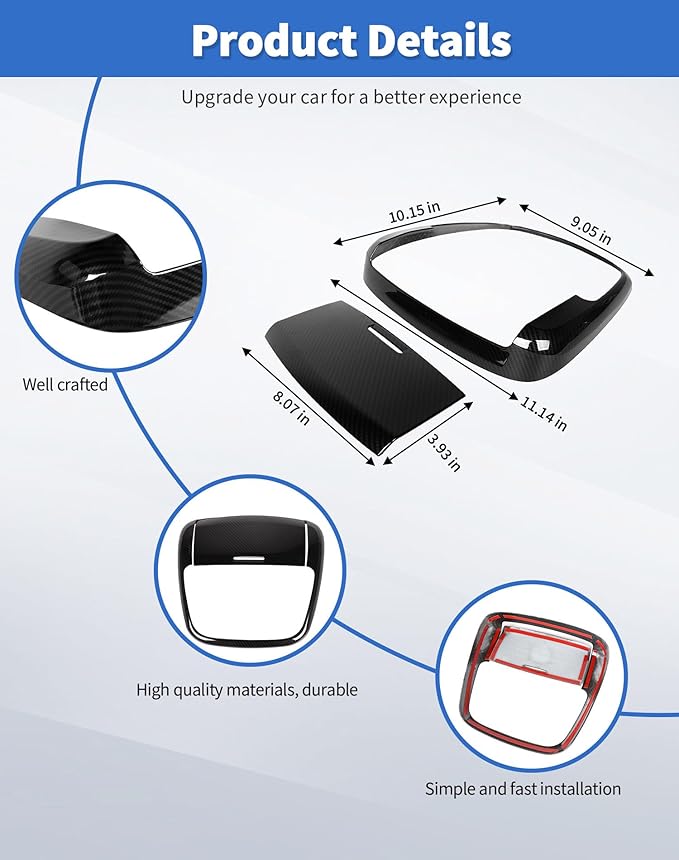 Roof Reading Light Cover Trim Fit for 2011 + Dodge Charger/Durango/Chrysler 300 Interior Accessories Carbon Fiber Reading Lamp Decals Cover Trim Sticker Kit