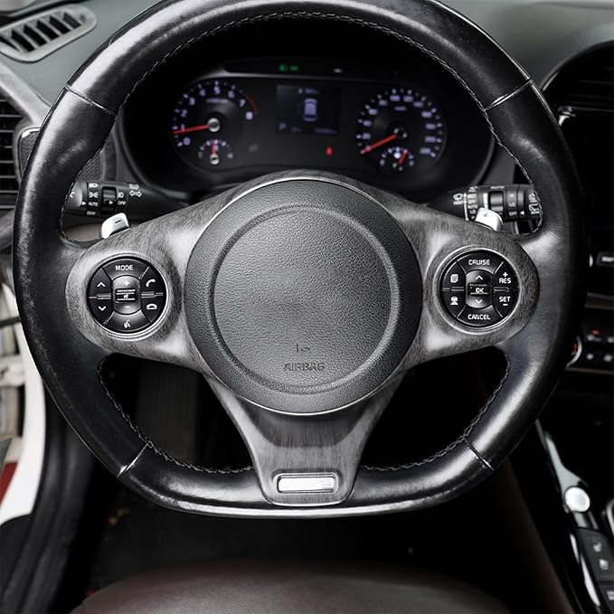Premium Car Steering Wheel Handle Frame Cover - Anti-Slip Grip, Durable & Stylish Design Compatible with Kia Soul GT 2020-2025 Accessories (Wood Grain)