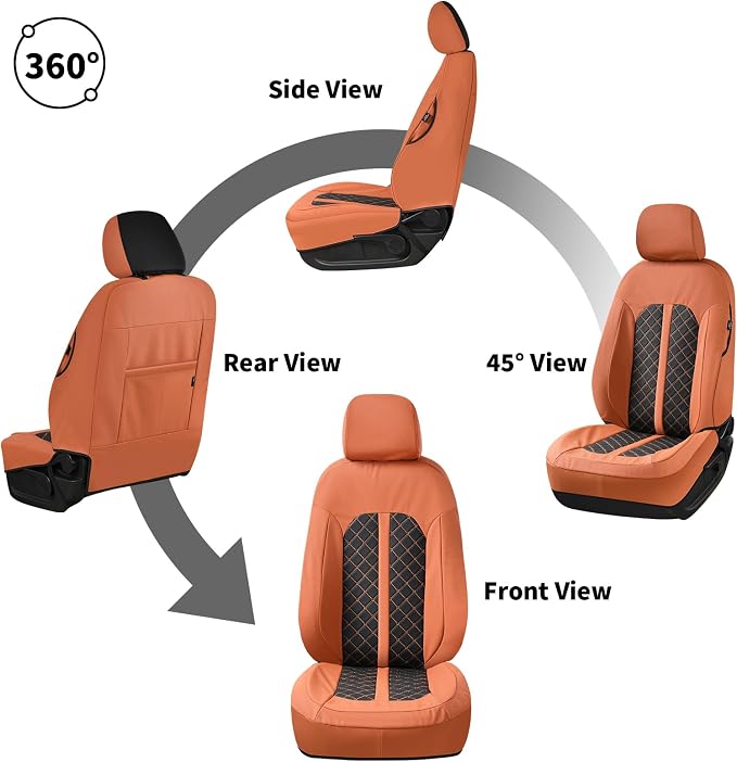 Truckiipa Front Ford F150 Seat Covers, Waterproof Leather Seat Covers Truck Fit for 2015-2026 Ford F150 SuperCrew, 2017-2026 F250 F350 F450 Super Duty Crew Cab, Front Pair, Brown&Black