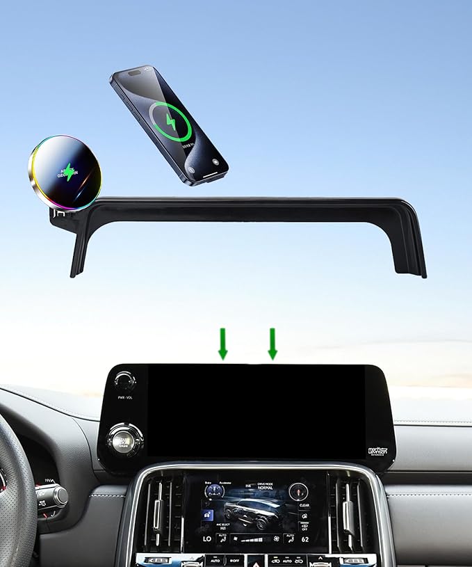 Car Phone Holder for 2022 2023 2024 2025 Lexus LX600 Accessories Apply to 12.3 Inch Touchscreen 15W Fast Wireless Charger Screen Fixed Clip HandsFree Cell Phone Mount 360° Rotation