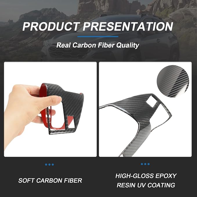 Real Carbon Fiber Gear Shift Panel Trim Compatible with Subaru Crosstrek 2024 2025 2026, Interior Decor Sticker Accessories for Subaru Impreza 2024 2025 2026
