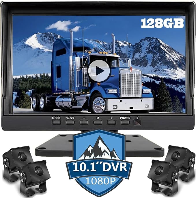 10" 1080P AHD Wired Reverse Rear View Backup Camera System,IP69K Waterproof Night Vision, Vibration-Proof 20G for Tractor/Truck/Excavator/Caravan/Skid Steer/Heavy Equipment