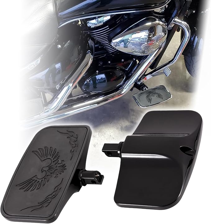 Kinglemc Front Rear Rider Passenger Floorboard FootPeg for Victory/Indian (Eagle, Black)