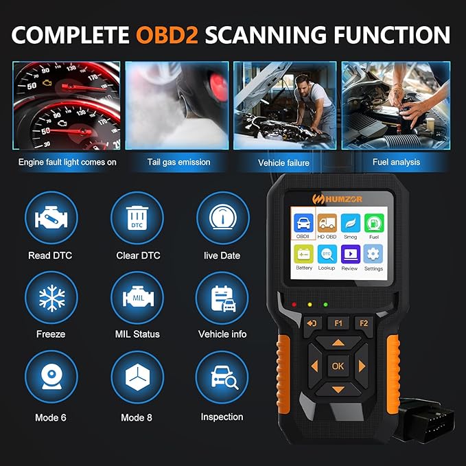 Heavy Duty Truck Scanner NC601, Diesel Diagnostic Scan Tool & Code Reader for Cummins, Freightliner, Detroit, Volvo, Paccar, 2 in 1 Truck & Car Engine Code Reader/OBD2 Scanner