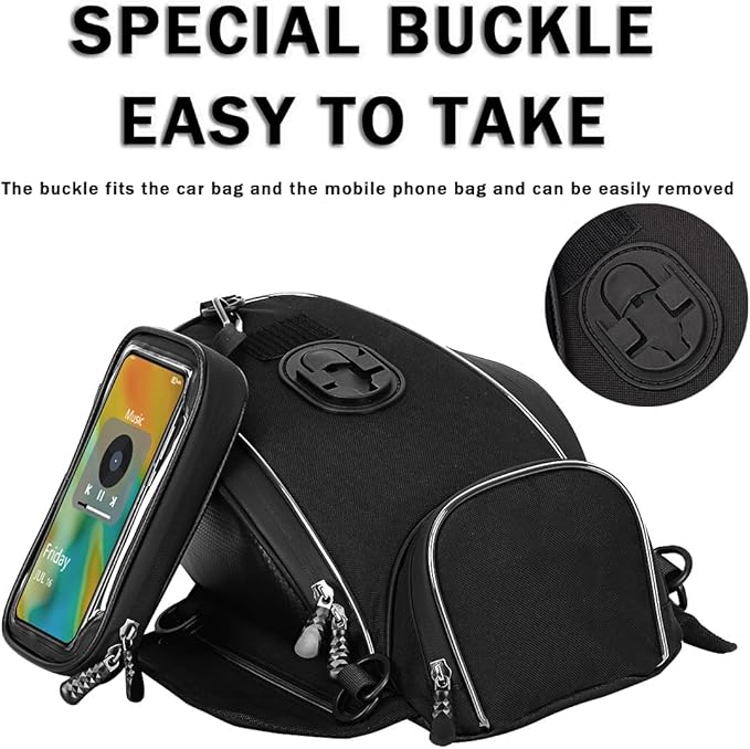 Motorcycle Tank Bag for BMW K1600B K1600GT K1600GTL K1600 B GT GTL, Oxford Magnetic Motorbike Bag Water-Resistant Motorcycle Gas Tank Bag with Magnets and Straps for Touring,B/Strap
