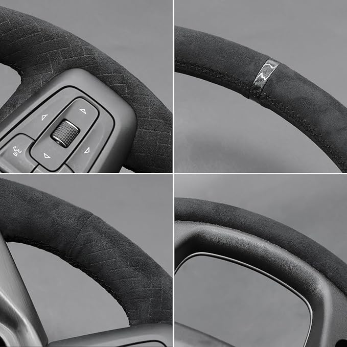 MEWANT Hand Stitch Steering Wheel Protector Wrap Cover for GMC Sierra 1500 2019-2023/Sierra 1500 Limited 2022/Sierra 2500 2020-2024/Sierra 3500 2020-2024/Yukon 2021-2023