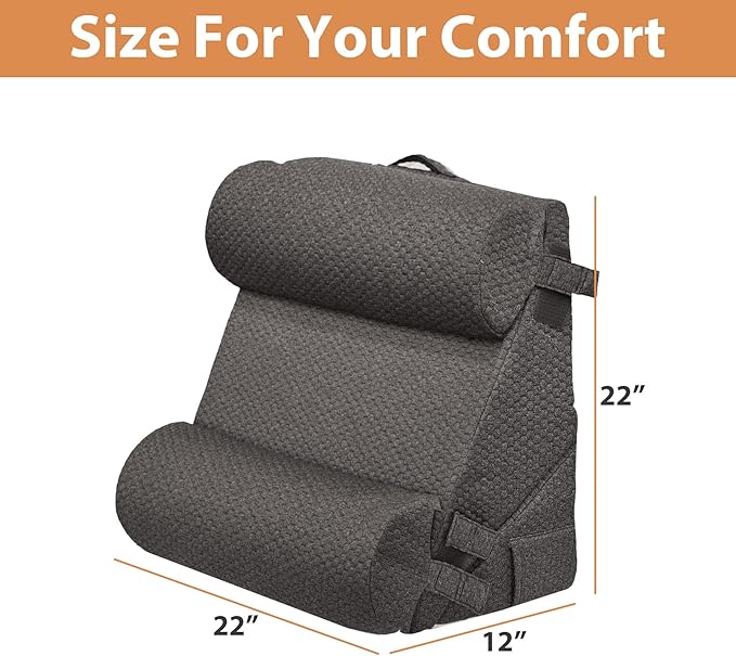 BIEEZZK 4PCS Wedge Pillow Set for After Surgery, Back Pillow for Bed Sitting up, 9&12inch Adjustable Memory Foam Bed Wedges, Pillow Wedge for Acid Reflux, Back Pain Relief, Snoring, Dark Grey