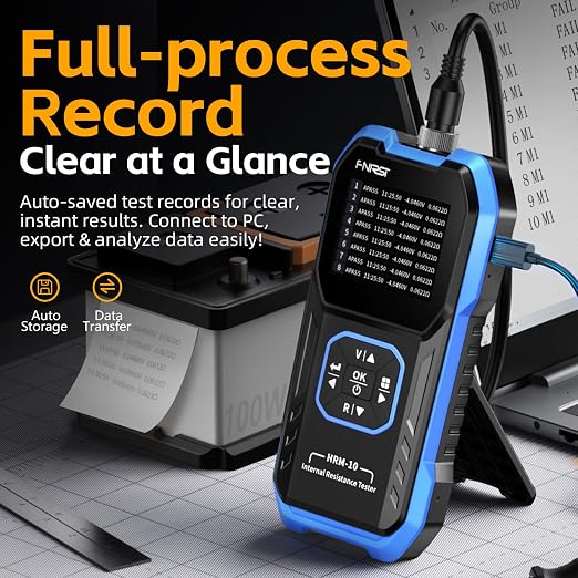 FNIRSI HRM-10 Voltage Internal Resistance Battery Tester，Battery Voltage Meter for Types of Batteries, Car Battery Tester, AAA AA Battery, 100V 200Ω, Digital Battery Analyzer for Household Automotive