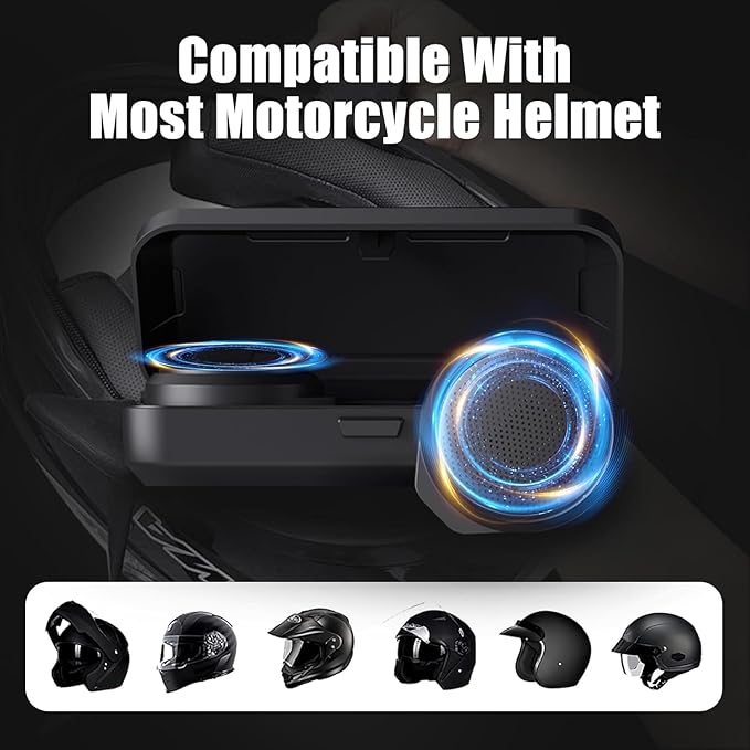 3T6B Motorcycle Bluetooth Headset with Charging Case, Helmet Bluetooth Speaker with Microphones & Remote Control, 1900mAh Battery, 50Hours Work Time, True Wireless Headsets for Riding and Skiing