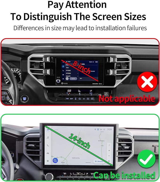 Wireless Charging Car Phone Holder for Toyota Tundra 2022-2026 / Sequoia 2023-2026, 14" Screen Fixed Clip, 360° Rotation Car Phone Mount Compatible with MagSafe