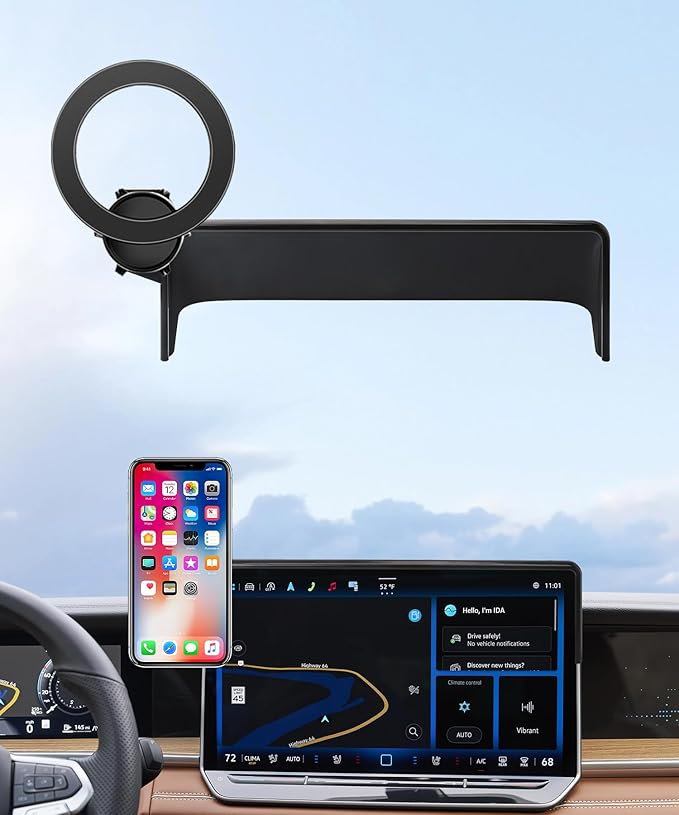 Car Phone Holder for 2025-2026 Volkswagen VW Tiguan Accessories 12.9-Inch Screen Fixed Clip, 360° Rotation Phone Mount Compatible with MagSafe, Does Not Affect Air Vent