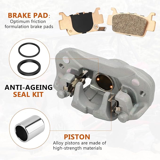 M MATI Rear Right Disc Brake Caliper & Sintered Pad Kit for Honda Pioneer 1000 Talon 1000 1000X 1000R SXS1000 2016-2023 43250-HL4-A01 43250-HL6-A01