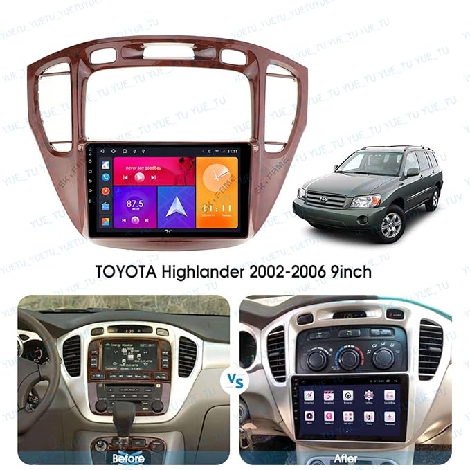 9inch 2DIN Installation Dash Kit fits for Toyota Highlander 2001-2007 Aftermarket Android Car Radio Stereo Mounting Fascia Panel